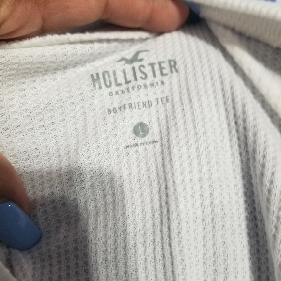 Hollister White Ribbed Boyfriend Long Sleeve Tee - Picture 4 of 4
